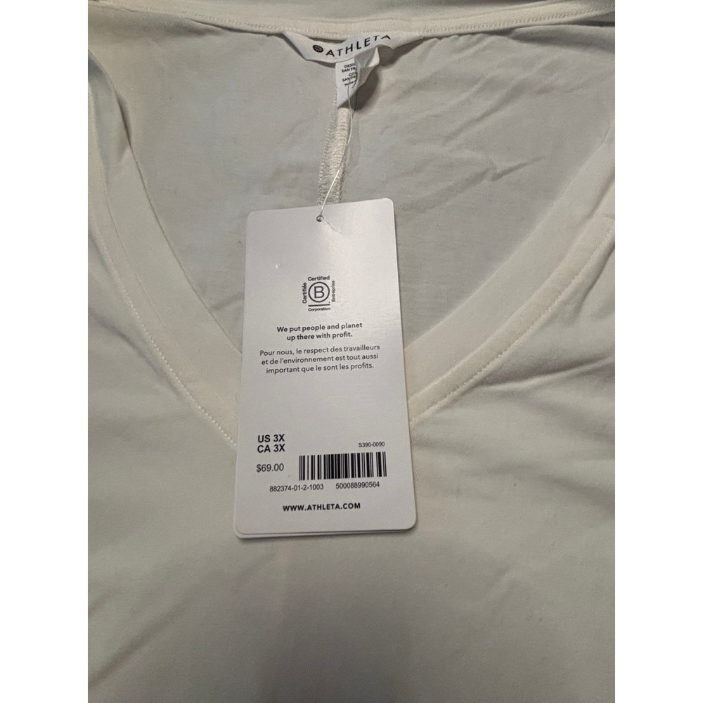 Athleta Outbound V-Neck Top Womens 3X White New Long Sleeve Relaxed Fit 882374 - Picture 2 of 4